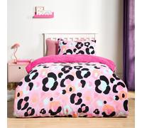 OHS Leopard Sherpa Fleece Reversible Duvet Cover Set with Pillowcase in Lilac | Size: Single OHS Lilac Single