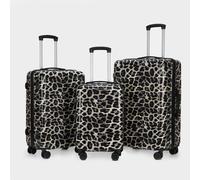 OHS Leopard Suitcase Luggage 3 PC Set Travel Hard Shell ABS Light Carry On 4 Wheel in Natural OHS Natural