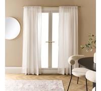 OHS Linen Look Voile Curtains 2 Panels Net Rod Slot Top Pair in Ivory | Size: 140 cm width x 220 cm drop OHS Ivory 140 cm width x 220 cm drop