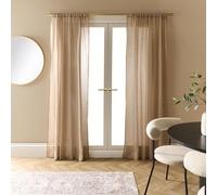 OHS Linen Voile Curtains, 87 Drop 2 Panels Net Curtain for Windows Light Filtering Decorative Drapes Slot Top Linen Sheer Curtains for Bedroom Living Room Nursery, 55" x 87", Mink