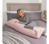 OHS Long Bolster Pillow Teddy Fleece Body Neck Pregnancy Support Cushion