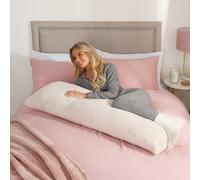 OHS Long Bolster Pillow Teddy Fleece Body Neck Pregnancy Support Cushion