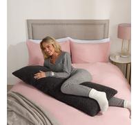 OHS Long Bolster Pillow Teddy Fleece Body Neck Pregnancy Support Cushion