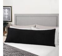 OHS Long Bolster Pillow Teddy Fleece Body Neck Pregnancy Support Cushion in Black OHS Black