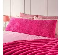OHS Long Bolster Pillow Teddy Fleece Body Neck Pregnancy Support Cushion in Bright Pink OHS Bright Pink