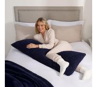 Long Bolster Pillow Teddy Fleece Body Neck Pregnancy Support Cushion OHS Dark Navy One Size