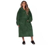 Ohs Long Hoodie Blanket Sherpa Fleece Oversized Sweatshirt - Forest Green
