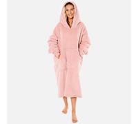 Ohs Long Hoodie Blanket Soft Sherpa Fleece Oversized Sweatshirt - Blush