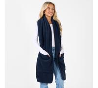 OHS Long Teddy Fleece Scarf Pocket Wrap Plush Hand Warmer in Dark Navy OHS Dark Navy One Size