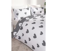 OHS Love Heart Decorative Printed Duvet Cover Set with Pillowcase in Charcoal | Size: King OHS Charcoal King