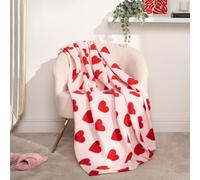 Ohs Love Heart Fleece Throw Over Bed Blanket, Multi - 120 X 150Cm