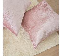 Sienna Crushed Velvet Pack of 2 Filled Cushion Covers 45 x 45, Living Room Bed Sofa Cushion Covers Bedroom Decorative Luxury Home Cushions with Covers, Blush Pink