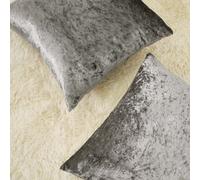 Sienna Crushed Velvet Pack of 2 Filled Cushion Covers 45 x 45, Living Room Bed Sofa Cushion Covers Bedroom Decorative Luxury Home Cushions with Covers, Silver Grey