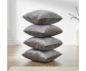Ohs Luxury Crushed Velvet Set Of 4 Filled Cushions And Covers