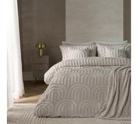 OHS Luxury Duvet Cover Set Quilt Bedding Pillowcase Tufted Arch, Stone - King