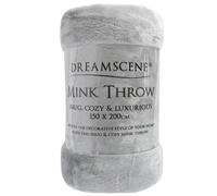 Dreamscene Mink Soft Faux Fur Throw Fleece Blanket - Silver / Large - 200 x 240cm