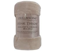 Dreamscene Fleece Throw Blanket for Bed, Luxury Faux Fur Mink Fleece Blanket Super Soft Warm Cosy Lightweight Fluffy Single Bedspread Beige Throw Over Sofa, 125 x 150cm