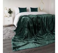 OHS Luxury Faux Fur Large Mink Fleece Throw Blanket in Dark Green | Size: 200 cm x 240 cm OHS Dark Green 200 cm x 240 cm
