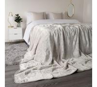 OHS Luxury Faux Fur Large Mink Fleece Throw Blanket in Light Grey | Size: 200 cm x 240 cm OHS Light Grey 200 cm x 240 cm