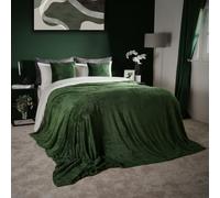 Dreamscene Throws for Sofas Green Blanket, Soft Cosy Warm Honeycomb Waffle Bed Throw King Size Fleece Blanket for Bed Settee Sofa Throws Fluffy Faux Fur Throw, Forest Green - 200 x 240cm