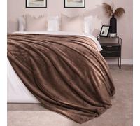 OHS Luxury Large Waffle Honeycomb Mink Warm Throw in Chocolate | Size: 200 cm x 240 cm OHS Chocolate 200 cm x 240 cm
