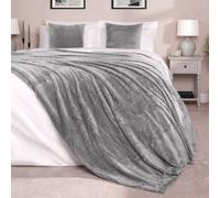 Dreamscene Throws for Sofas Large, Valentines Gifts for Her Soft Warm Honeycomb Waffle Fleece Blanket for Bed Sofa Settee Fluffy King Size Blanket Winter Faux Fur Throw, Charcoal Grey - 200 x 240cm