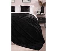 OHS Luxury Large Waffle Honeycomb Mink Warm Throw in Black | Size: 150 cm x 200 cm OHS Black 150 cm x 200 cm