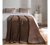 OHS Luxury Large Waffle Honeycomb Mink Warm Throw in Chocolate | Size: 150 cm x 200 cm OHS Chocolate 150 cm x 200 cm