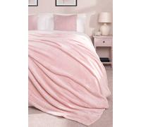 Dreamscene Fleece Throw Blanket for Sofa, Soft Cosy Warm Honeycomb Waffle Fleece Blanket for Bed Fluffy King Size Blanket Faux Fur Bed Throws, Blush Pink - 200 x 240cm