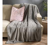 Dreamscene Fleece Throw Blanket for Bed, Soft Cosy Warm Honeycomb Waffle Throws for Sofas Couch Lightweight Faux Fur Fleece Blanket Travel Single Bed Throws, Mid Grey - 125 x 150cm