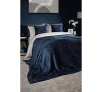 Waffle Honeycomb Mink Throw - Navy Blue / 200cm