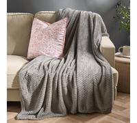 Dreamscene Fleece Throw Blanket for Bed, Soft Cosy Warm Honeycomb Waffle Throws for Sofas Couch Lightweight Faux Fur Fleece Blanket Travel Double Bed Throws, Mid Grey - 150 x 200cm