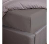 Ohs Luxury Plain Dyed Cotton 30Cm Deep Fitted Bed Sheet, Grey - Single