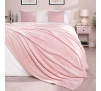 Dreamscene Fleece Throw Blanket for Sofa, Soft Cosy Warm Honeycomb Waffle Fleece Blanket for Bed Fluffy King Size Blanket Faux Fur Bed Throws, Blush Pink - 200 x 240cm