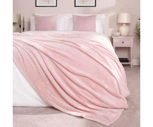 OHS Luxury Popcorn Waffle Blanket Large Warm Fleece Throw Over Bed Travel