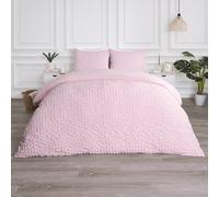 OHS Luxury Seersucker Duvet Cover Set Geo Pillowcase Quilt, Blush - King