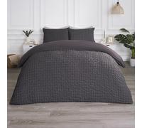 OHS Luxury Seersucker Duvet Cover Set Geo Pillowcase Quilt, Charcoal - King