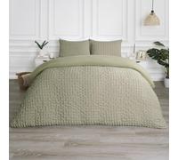OHS Luxury Seersucker Duvet Cover Set Geo Pillowcase Quilt, Sage - Double