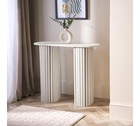 Ohs Madison Console Table Ribbed Engineered Wood Entryway Display Desk, Cream