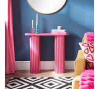 Ohs Madison Console Table Ribbed Engineered Wood Entryway Display Desk, Hot Pink