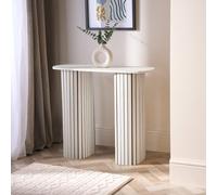 OHS Madison Console Table Ribbed Engineered Wood Entryway Display Desk in Cream OHS Cream