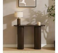OHS Madison Console Table Ribbed Engineered Wood Entryway Display Desk in Dark Brown OHS Dark Brown