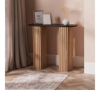 Ohs Madison Console Table Ribbed Engineered Wood Entryway Display Desk, Wood/black