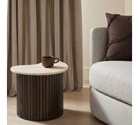 Ohs Madison Irregular Oval Ribbed Side Table Corner End Tables - Travertine/dark Wood