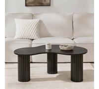 OHS Madison Ribbed Irregular Coffee Table Engineered Wood Living Room in Black OHS Black