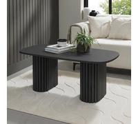 Ohs Madison Ribbed Long Coffee Table Living Room Office - Dark Charcoal