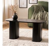 Ohs Madison Ribbed Long Coffee Table Living Room Office End Side Table - Black