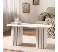 Ohs Madison Ribbed Long Coffee Table Living Room Office End Side Table - Cream