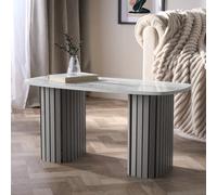 Ohs Madison Ribbed Long Coffee Table Living Room Office End Side Table - Grey/marble