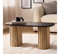 Ohs Madison Ribbed Long Coffee Table Living Room Office End Side Table - Wood/black